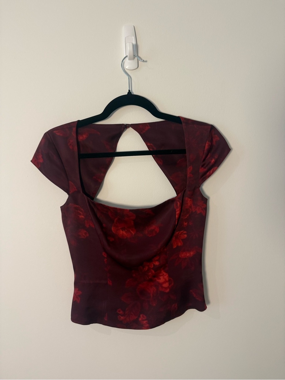 Reformation Burgundy Floral Satin Camisole